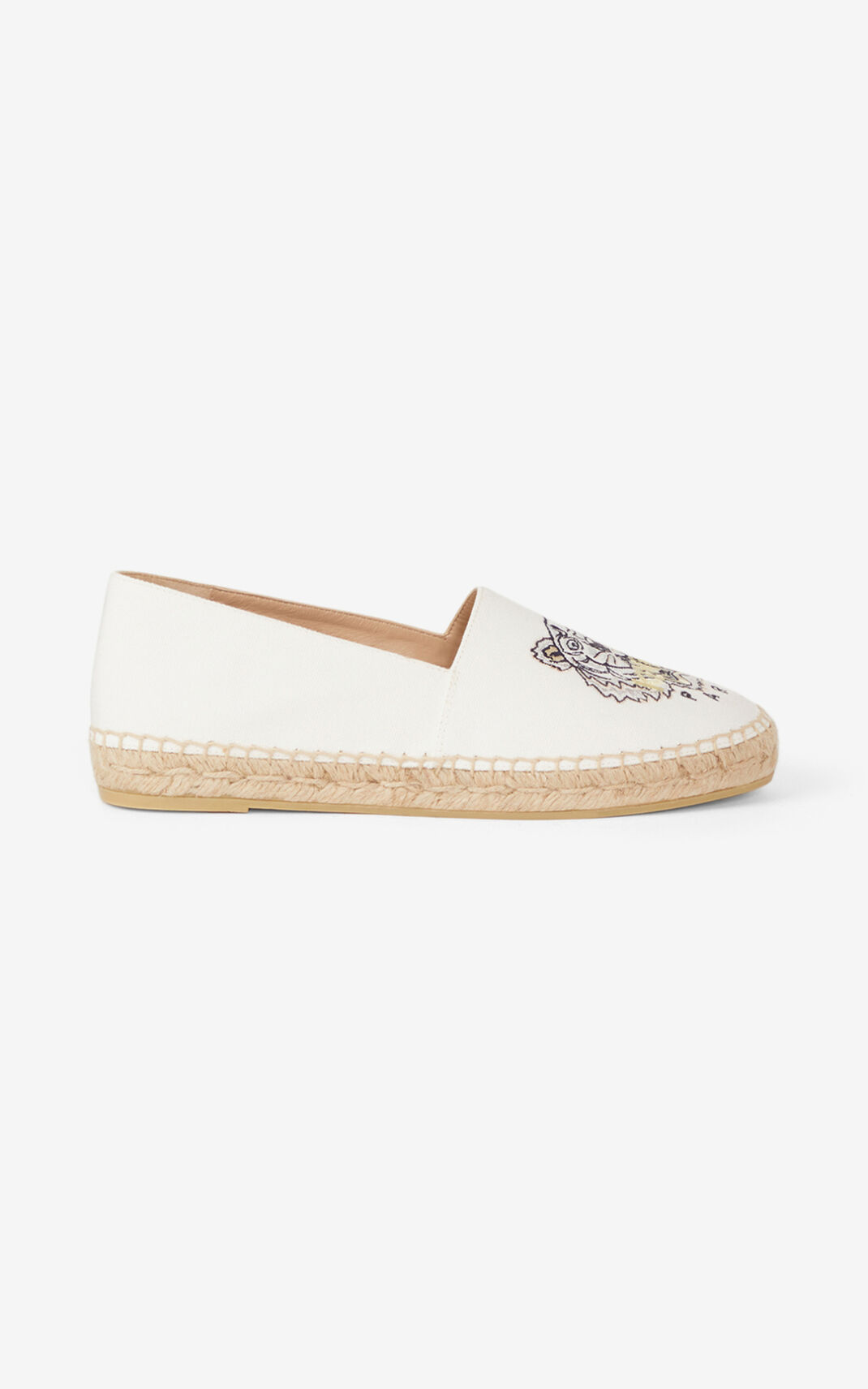 Kenzo Tiger Lærred Espadrilles Dame - Hvide DK-067592